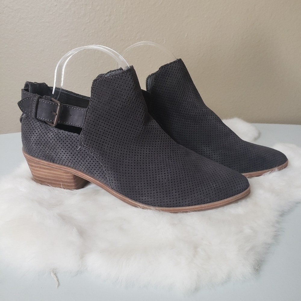 Dolce Vita Kara Gray Perforated Suede Ankle Booties-Size 9